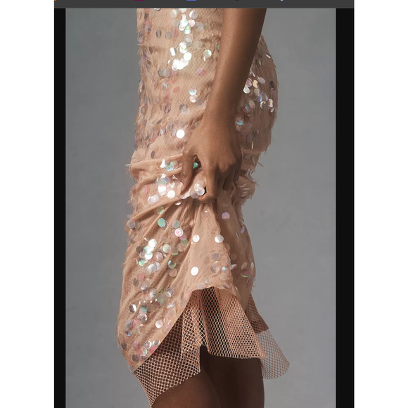 Anthropologie Tanvi Kedia Halter Sequin Mesh Midi Dress-New XS - Picture 3 of 5